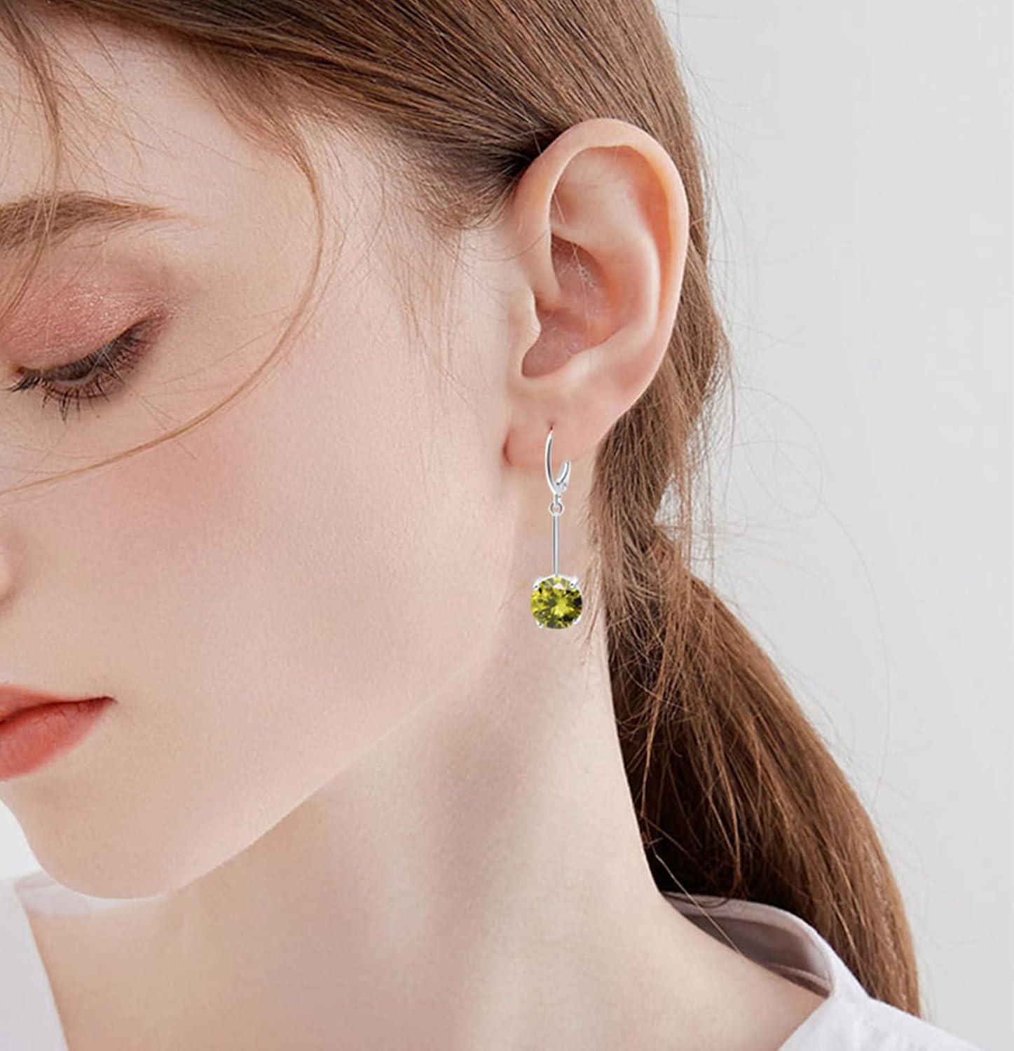 VONSSY Gemstone Drop Dangle Earrings | Platinum/Gold Plated Leverback Crystal Cubic Zirconia Hanging Red/Pink/Blue Earrings