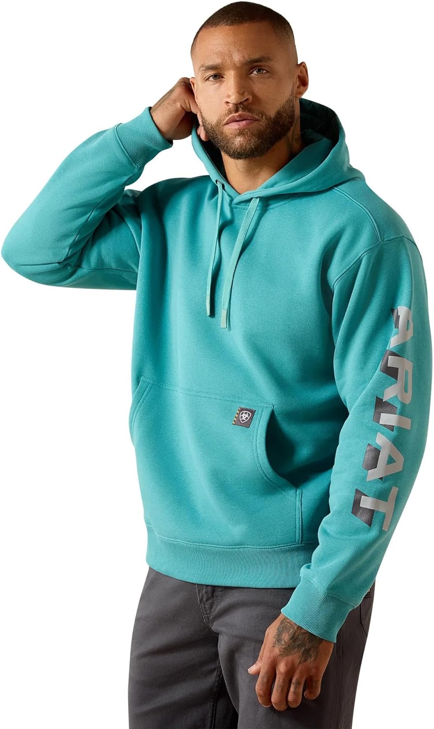 ARIAT mens Rebar Lightweight Logo Hoodie