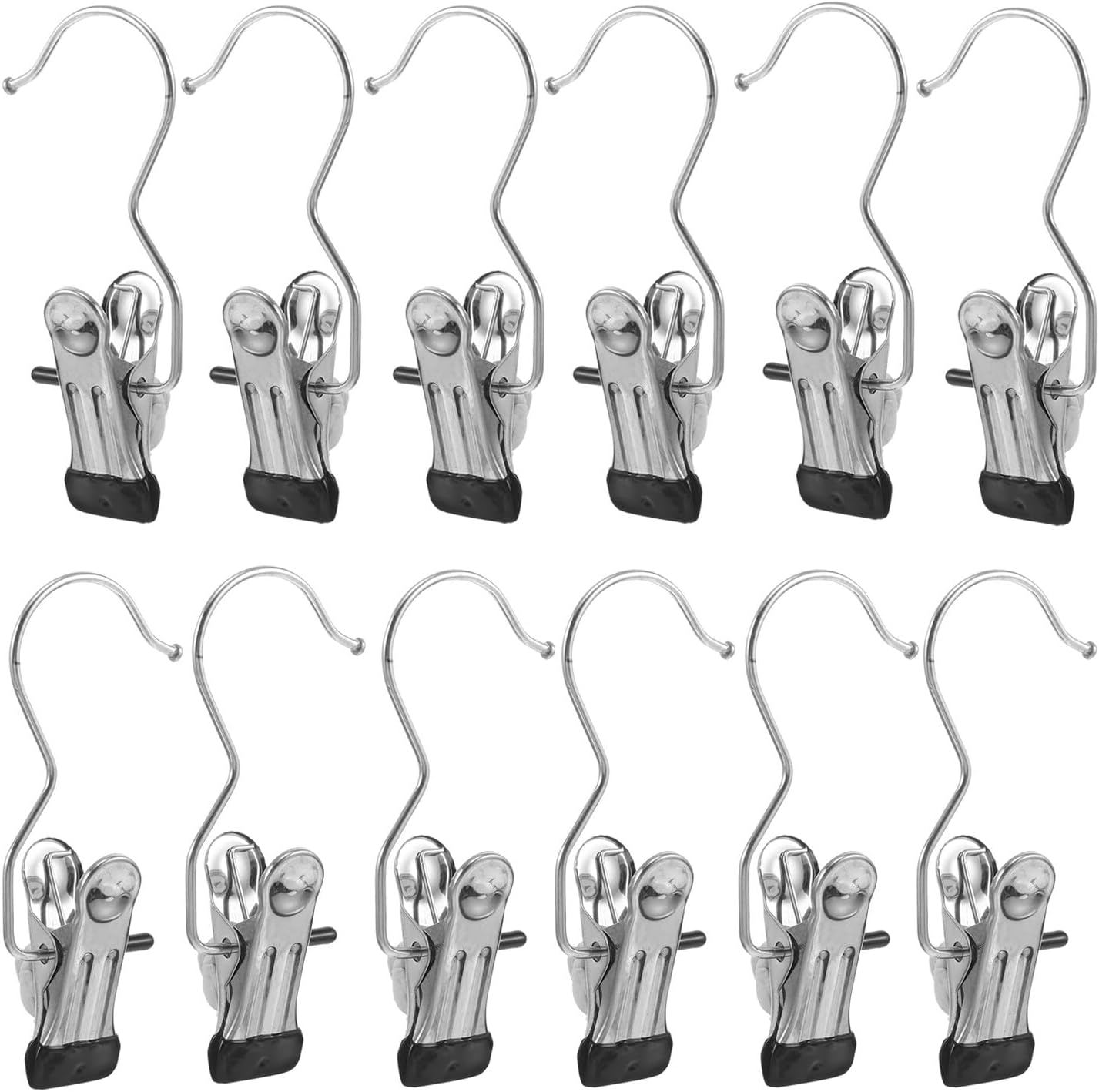 Toyvian 80pcs Stainless Steel Clothes Pins Laundry Clips with Hanging Hooks Strong Metal Clothespins for Drying Socks Pants Skirts Home and Travel Organization