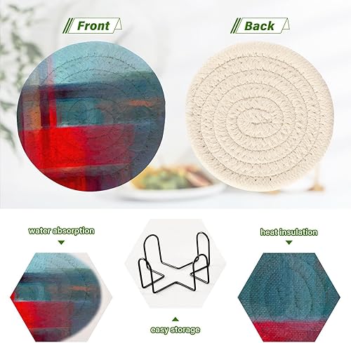 Miniatura 4 de Absorbant Coasters with Holder Set of 6 Coasters for Desk Cotton Coasters Porta Vasos para Mesas Painting Oil Paint