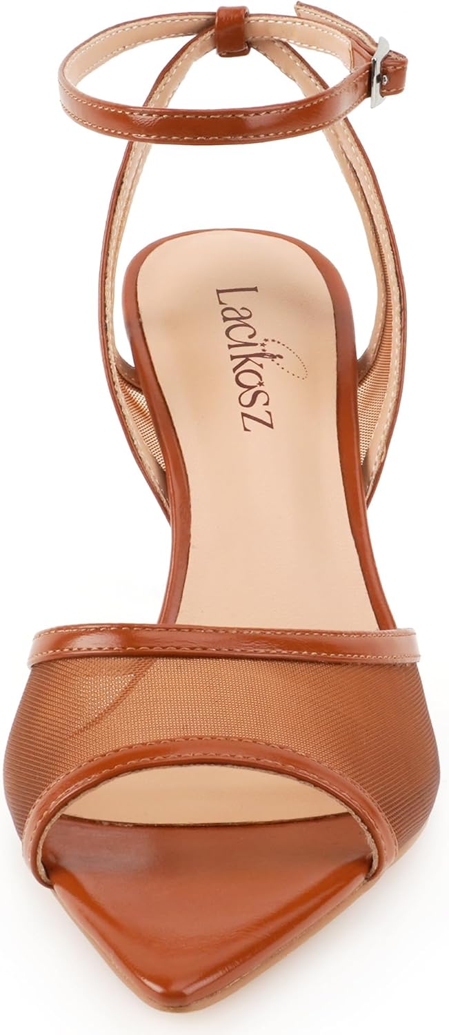 Mesh High Heels Womens Strappy Sandals Wedding Bride Dressy Shoes Pointed Toe Ankle Strap Sandals - Image 4