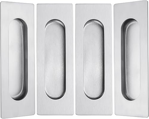 Miniatura 13 de Malimali Tiradores Empotrados con Tirador al Ras de 6 Pulgadas para Puerta de Bolsillo de Granero, Manija de Puerta Corrediza de Armario, Herrajes