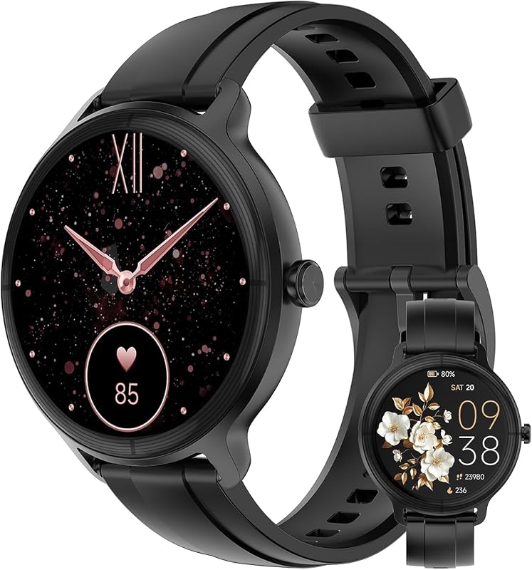 Smartwatch Preto com Tela Sensível ao Toque 1,27 Polegadas, Bluetooth, Monitoramento de Sono, Mais de 100 Modalidades Esportivas, Resistente à Água IP68