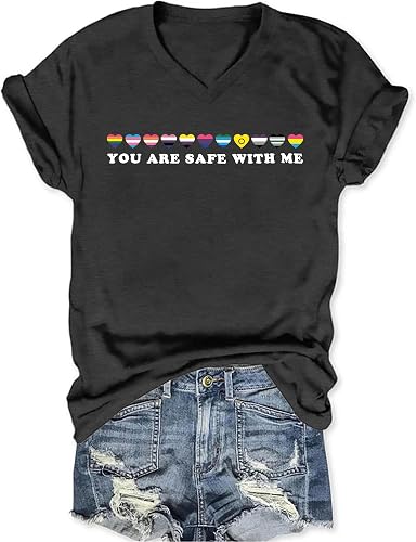 PICKID Pride Shirts for Women: Rainbow Graphic T-Shirts LGBT Equality Gay Pride 