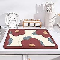 Vista 2 de Tapete de secado de platos con patrón de flores creativas para encimera de cocina, tapete de drenaje súper abosrbente, tapete de café antideslizante