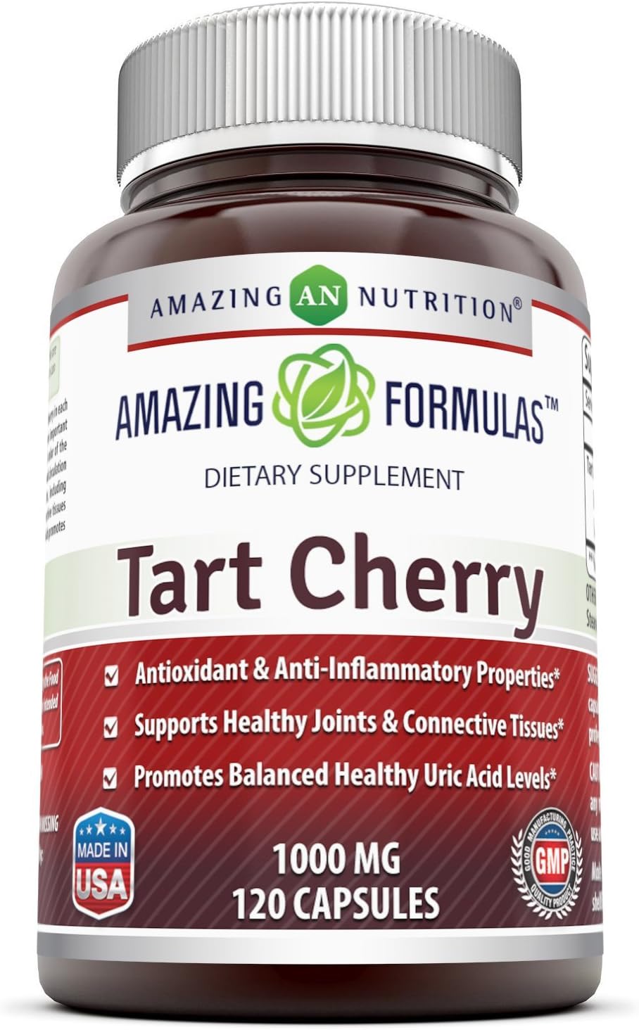 Amazing Formulas Tart Cherry Extract - 1000 Mg, 120 Capsules (Non GMO, Gluten Free) Antioxidant Support - Promotes Joint Health & a Proper Uric Acid Level Balance: Health & Personal Care