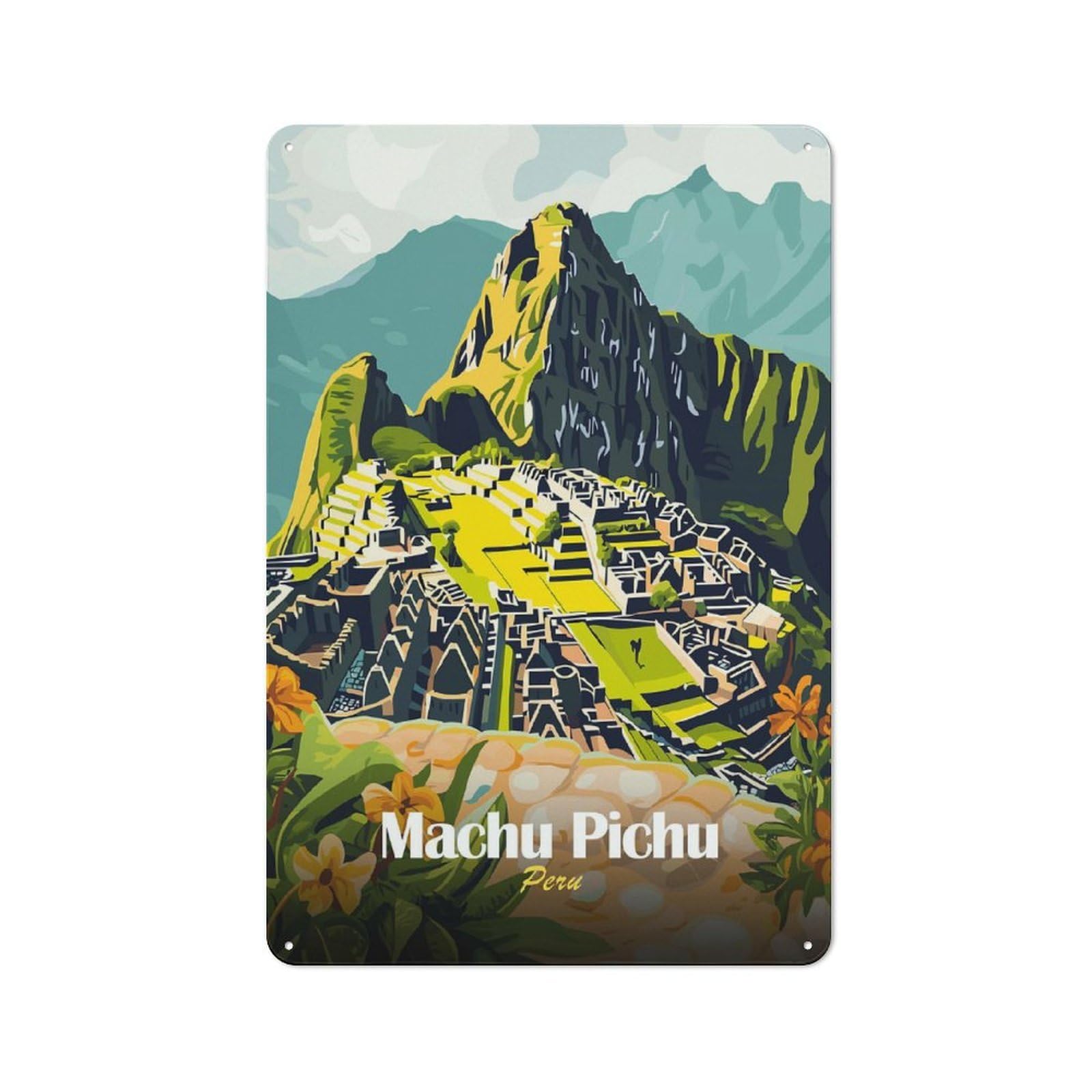 Junmoney Style-18 For Living Room Or Hallway, Machu Picchu Peru (2) Vintage Metal Sign 30X20cm, For Metal Sign Collectors, For Garage And Workshop Walls