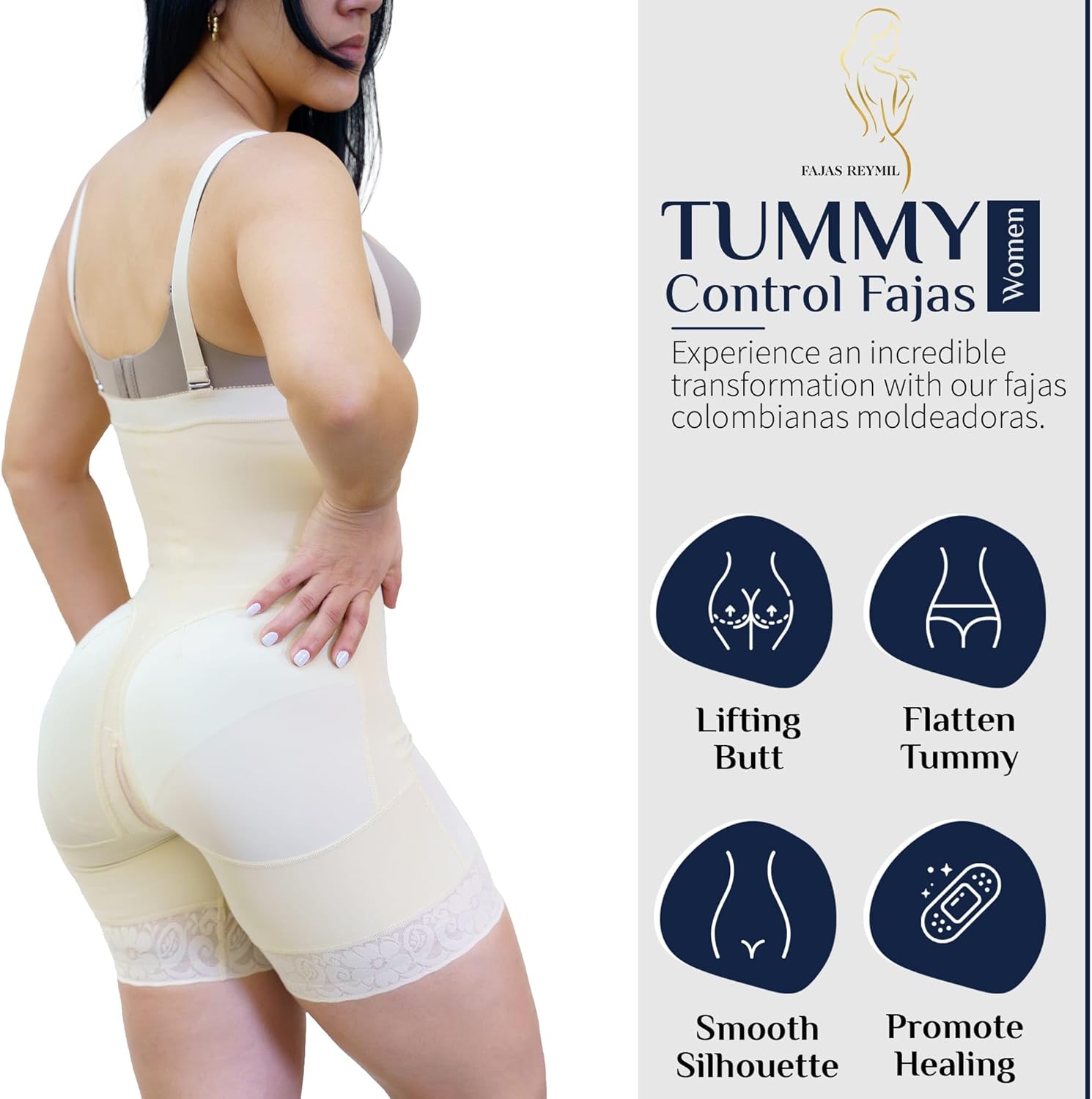 REYMIL Fajas Colombianas Moldeadoras - fajas moldeadoras de cintura y abdomen for women tummy control Reduces Waist and Back
