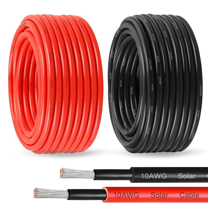 Cabo de Extensão Solar 10 AWG (6 mm²) em Cobre Estanhado, 9,14 m Preto e 9,14 m Vermelho MOOKEERF