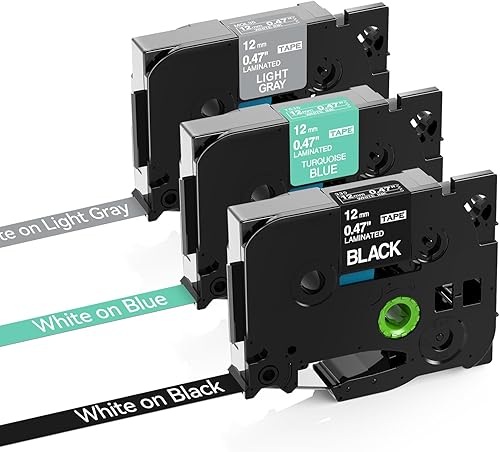 Greateam Cinta de etiquetas de 0.47 pulgadas compatible con Brother TZe TZ Tape TZe-335T535MQL35, P-Touch 0.472 in 0.47 pulgadas, cinta para