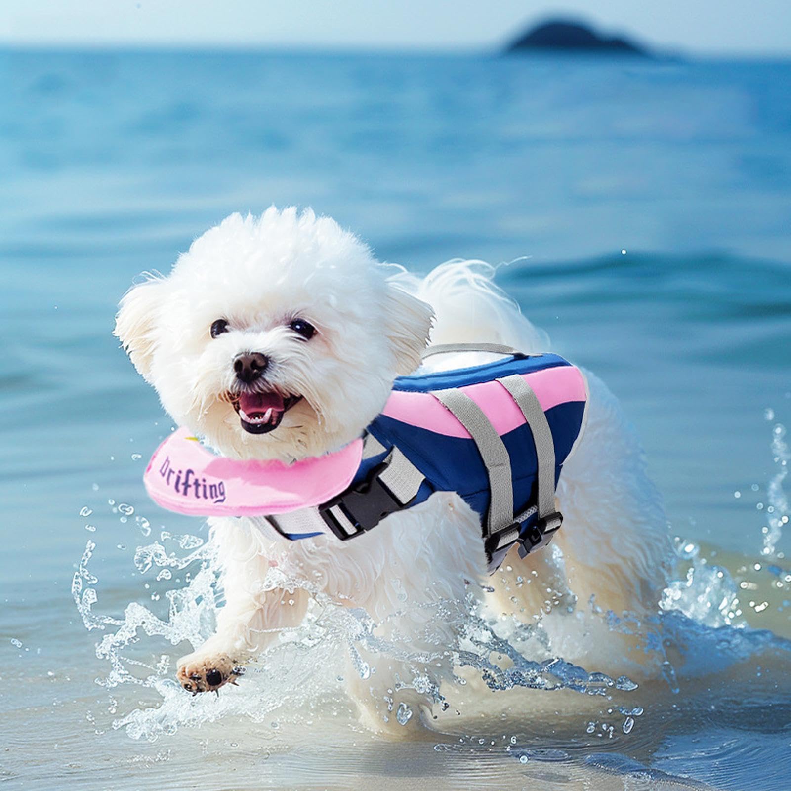 Gilet di galleggiamento per cani, regolabile, per cuccioli | Costume da bagno salvagente ad alto galleggiamento, con maniglia di salvataggio per cani, per piscina e spiaggia