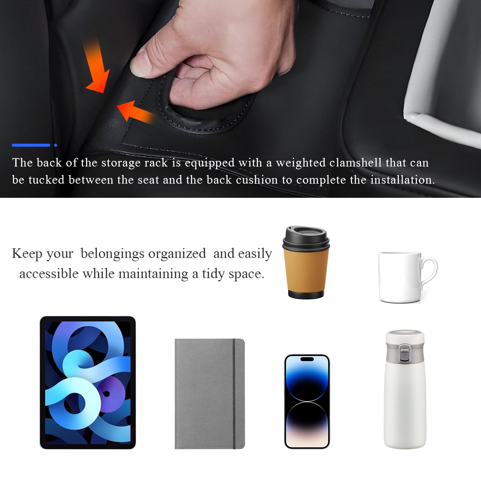 Kewucn Organizador de Asiento Trasero de automóvil, Bandeja de Cuero para sofá, Soporte para Tazas de sofá, Almohada para almacenar Bebidas y Aperitivos, Soporte Universal para Tazas para automóvil,