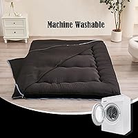 Vista 5 de Funda de colchón de futón, funda de colchón japonesa con cremallera, lavable a máquina (negro, Queen)