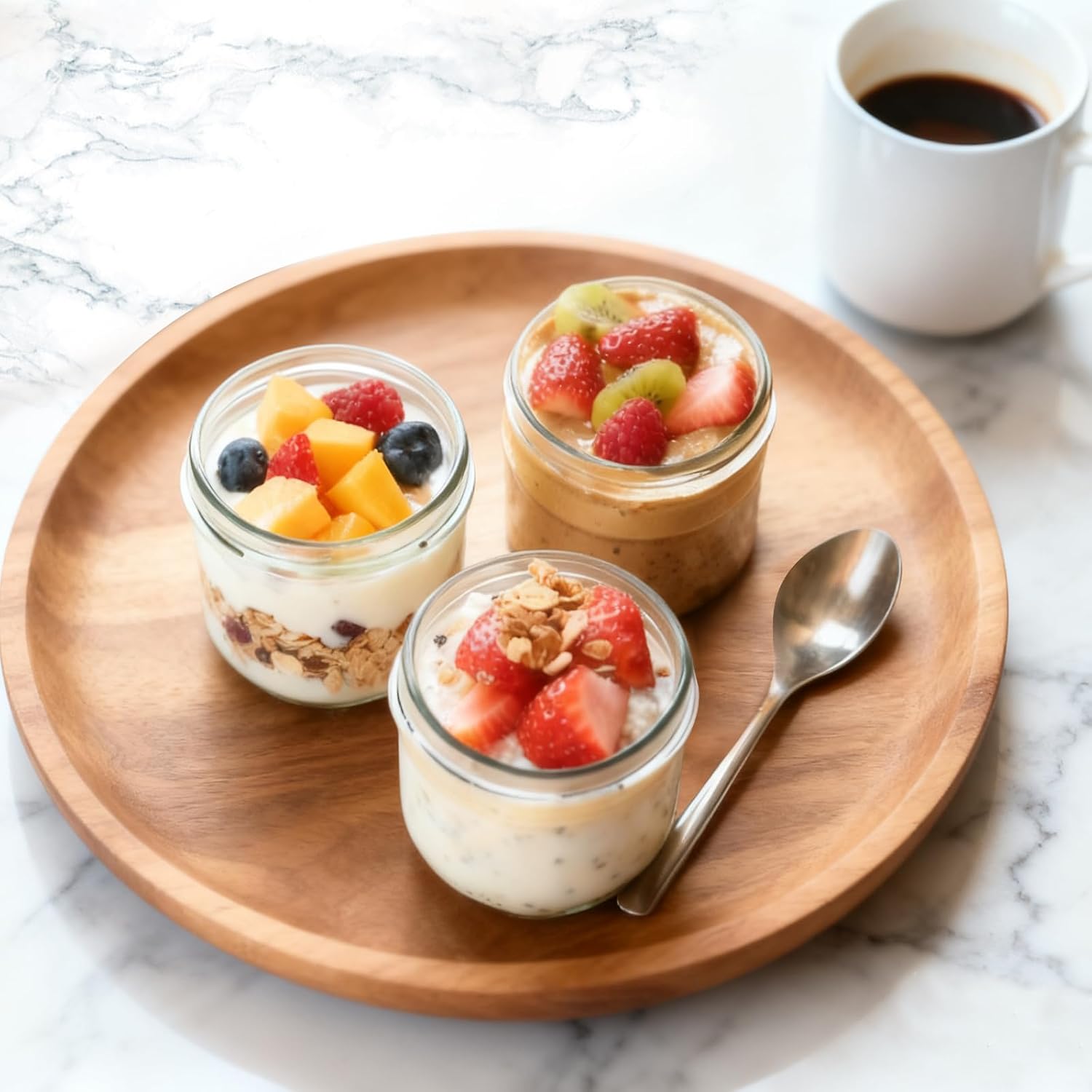 Overnight Oats Containers with Lids, 10oz Wide Mouth Mason Jars with Lids, 9 Pack Glass Jars with Airtight lid for Chia Pudding Yogurt Salad, Meal Prer Oatmeal Jars image 5