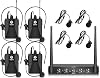 Audio Pro UHF 4-Channel Wireless Microphone System, Cordless Handheld, Lavalier & Headset Mics, Metal Receiver for Karaoke, Church, Party 4 Bodypacks A