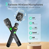 Vista 6 de SHIDU Amplificador de voz de potencia de 120 W con 2 micrófonos inalámbricos Bluetooth, micrófono profesional con altavoz, sistema PA portátil