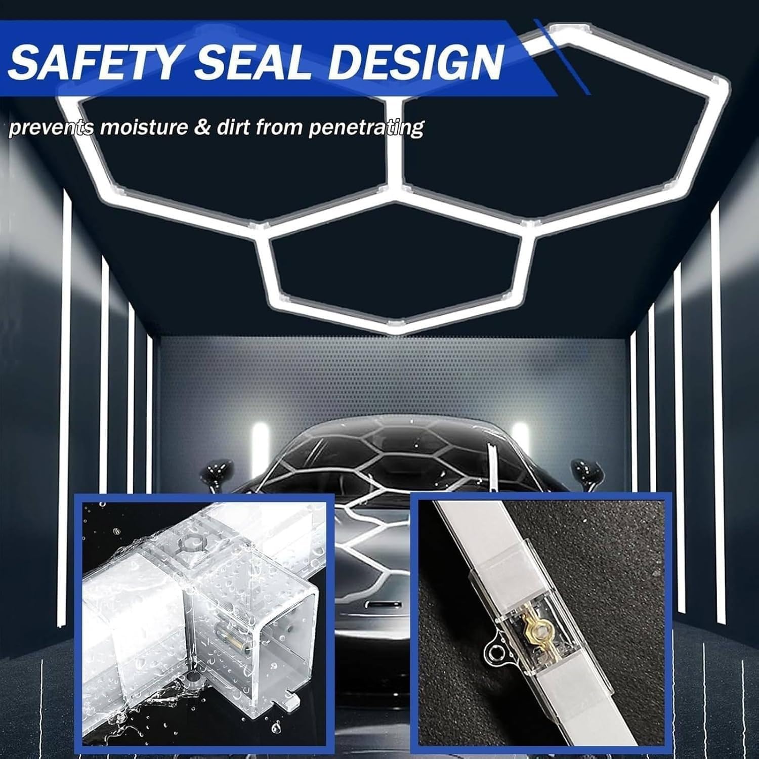 JuanNest Luce LED Esagonale per Garage Honeycomb, 3000/4000/6500K, Luce LED da Soffitto Super Luminosa per Dettagli Auto per Magazzini, Officine, Lavanderie per Auto,Palestre, Seminterrati A,3000K