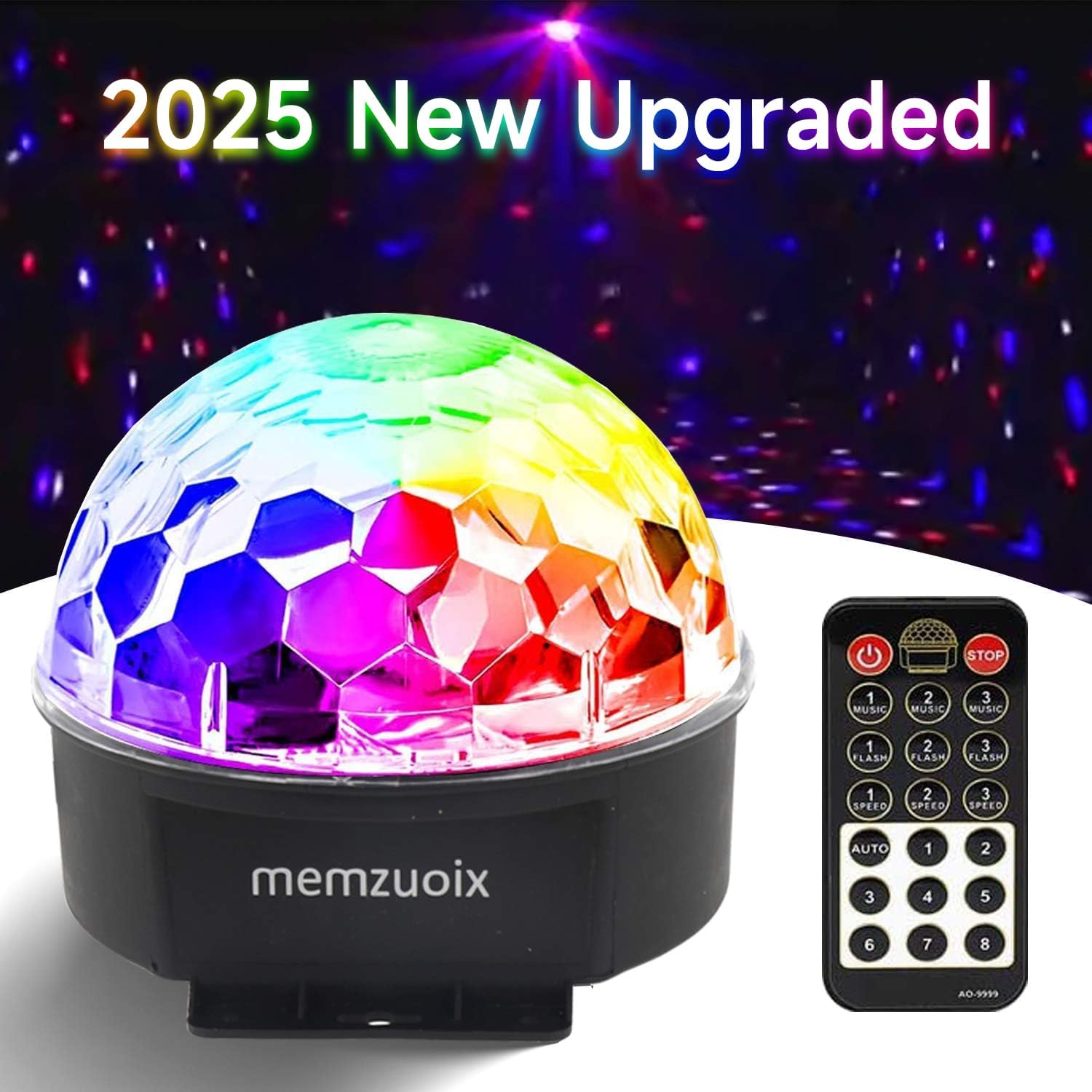memzuoix 2025 Upgrade Disco Ball Party Lights Dj Strobe Light with 6 Colors, Sound Activated Big-Size Magic Stage Party Light with Remote Control, Halloween Decorations Bar Home Club (7'' Big Size)