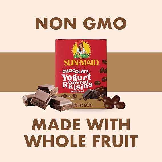 Sun-Maid Vanilla & Chocolate Yogurt Coated Raisins Variety Pack - 36 Pack | 0.5 oz Mini Snack-Size Bag - Yogurt Covered Dried Fruit for Holiday Snacks