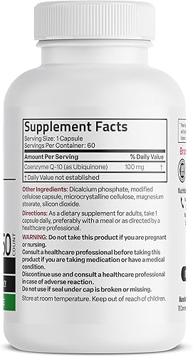 Miniatura 10 de Bronson CoQ10 Producción de energía celular de alta potencia de 100 mg, 120 cápsulas vegetarianas
