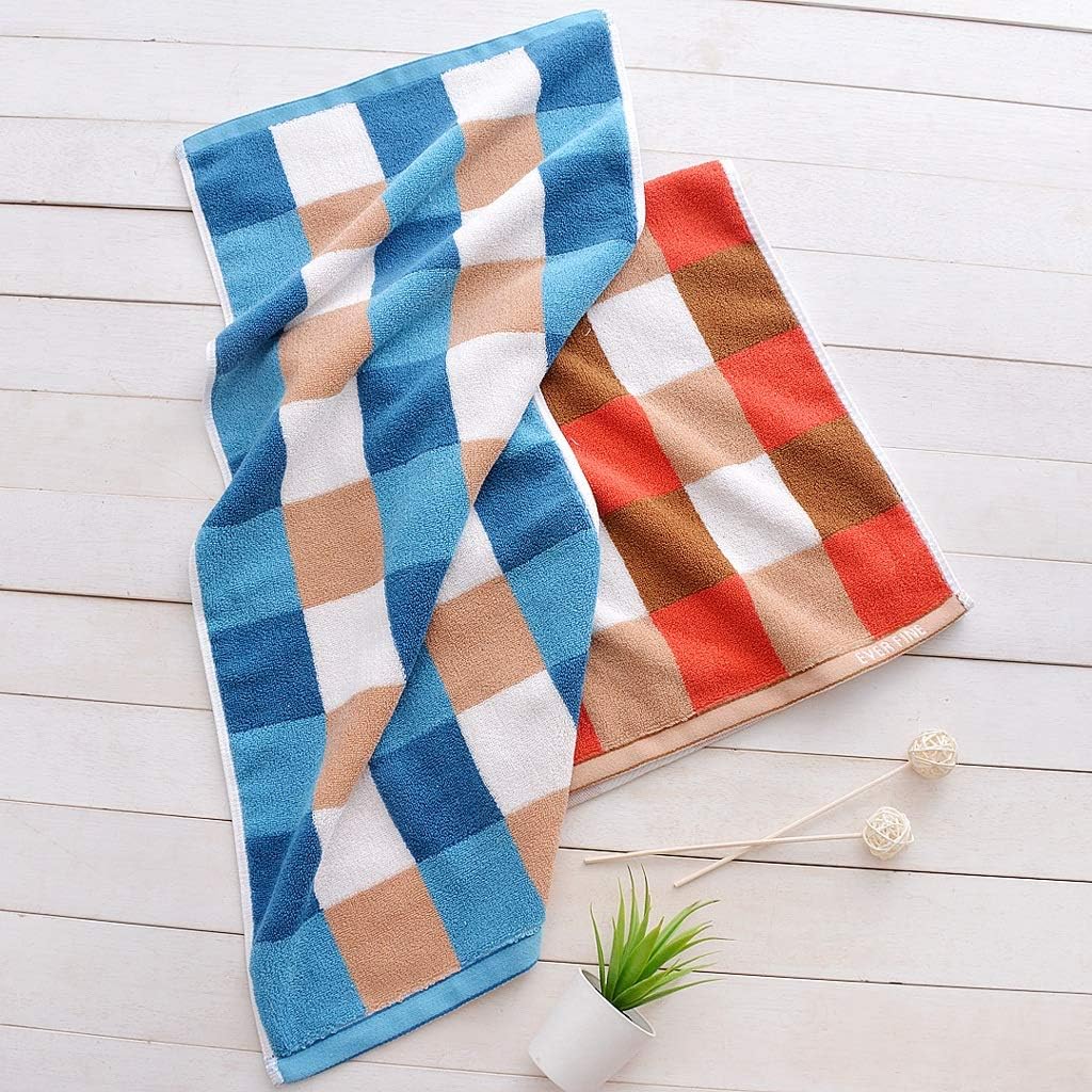 Plaid Pattern Face Towel Cotton Bath Towel Bathroom Towel for Home Hotel Hand Towel 35x75cm(E)