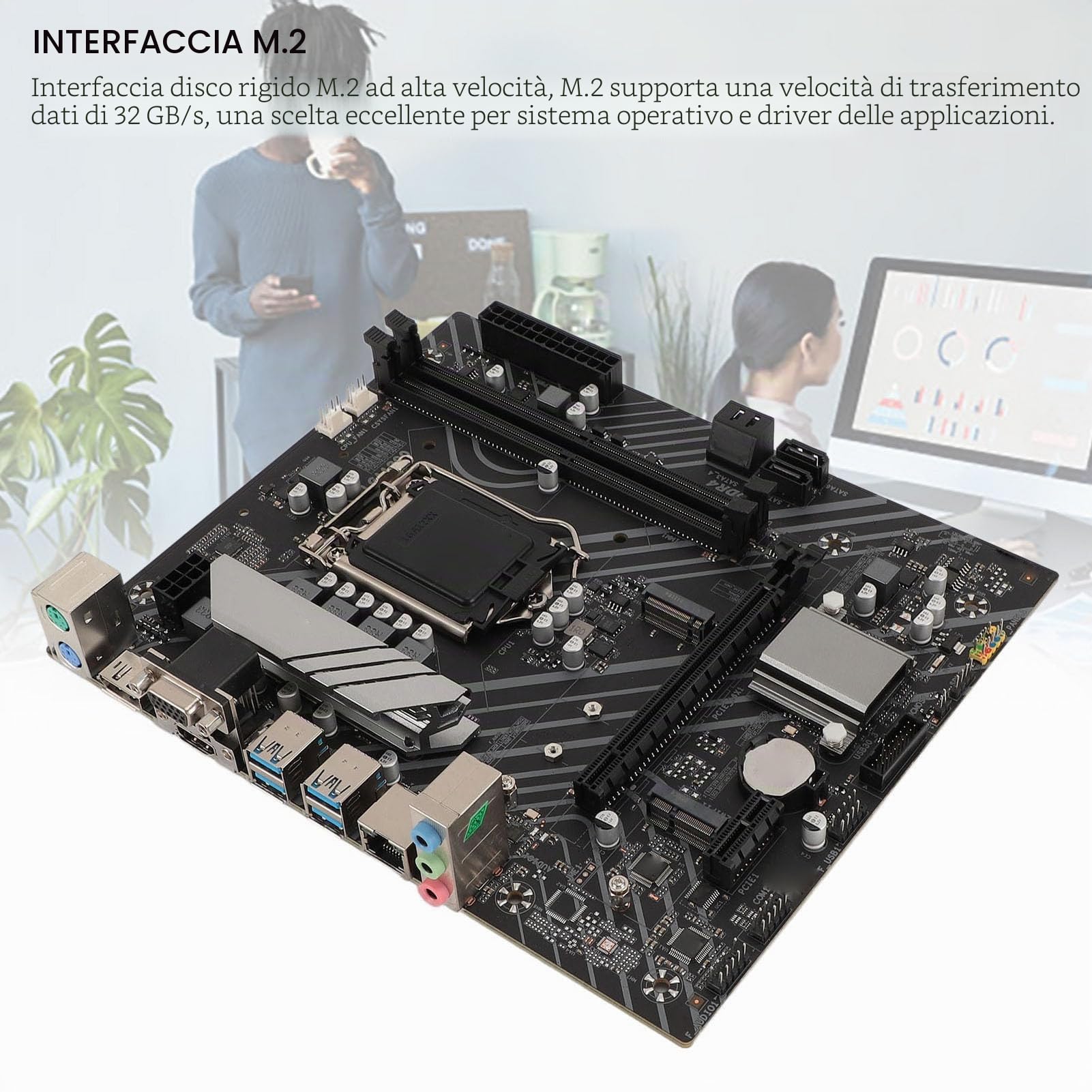 Scheda Madre Z490 GAMING PLUS, Scheda Madre ATX LGA 1200 225x190mm per CPU di 10a e 11a Generazione, Interfaccia M.2, DP, HDMI, VGA, per Computer Fai-da-te