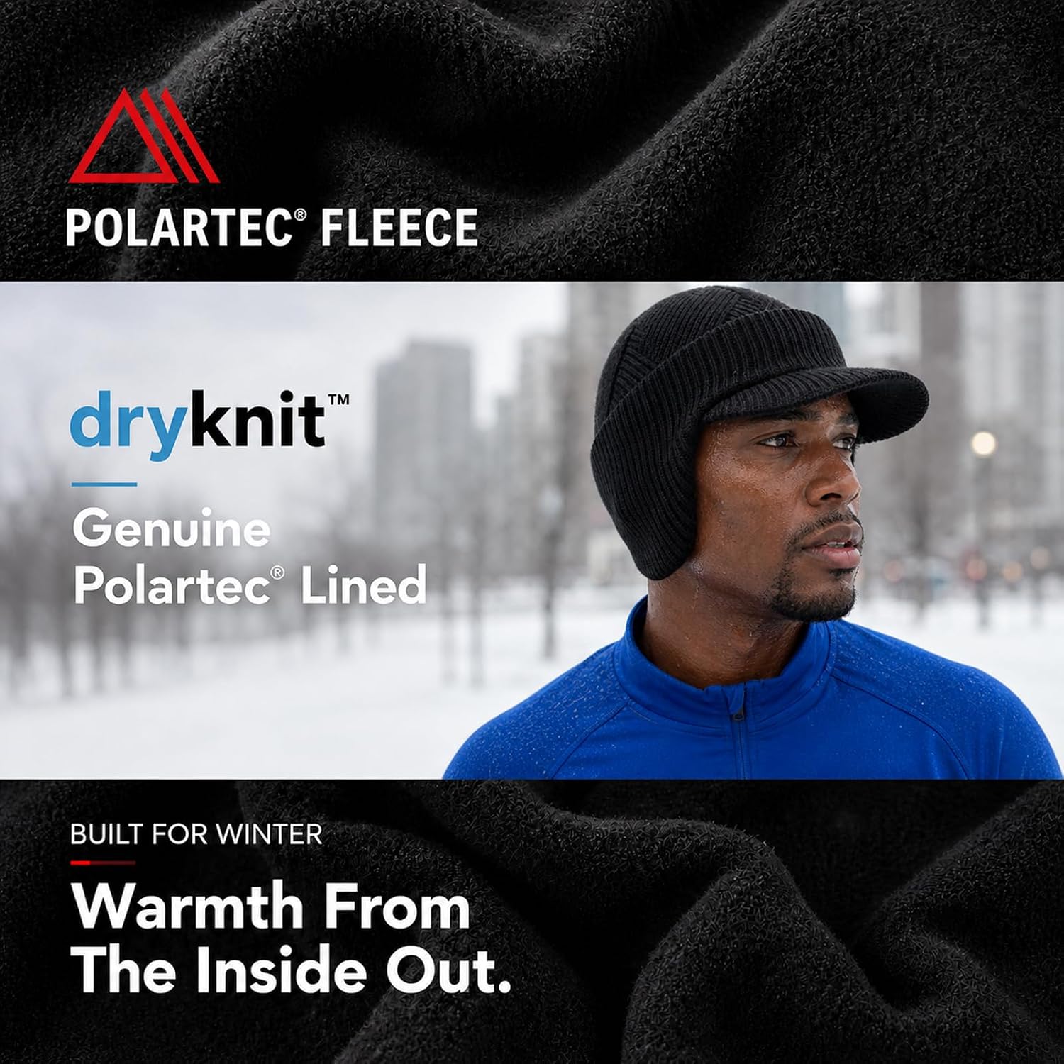 TOP-EX Dryknit™ Waterproof Visor Beanie for Men with Ear Flaps image 3