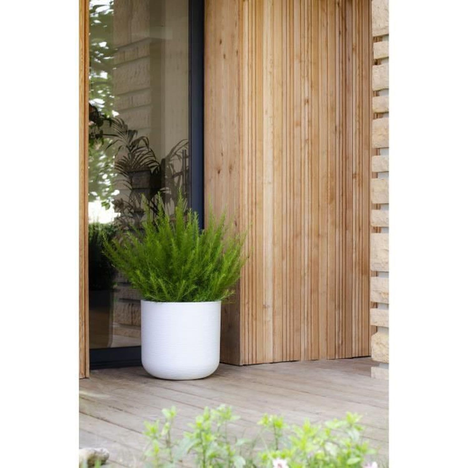 EDA PLASTIQUE - Pot Rond 50 cm GraphitUp - 67 L - Blanc Ceruse