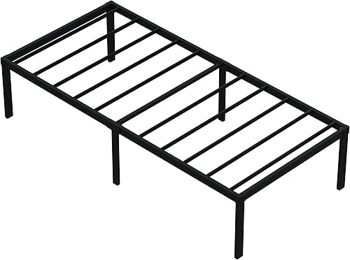 Miniatura 9 de Upcanso Marco de cama individual de 18 pulgadas, no necesita somier, plataforma de metal, tamaño individual con alto almacenamiento, fácil de
