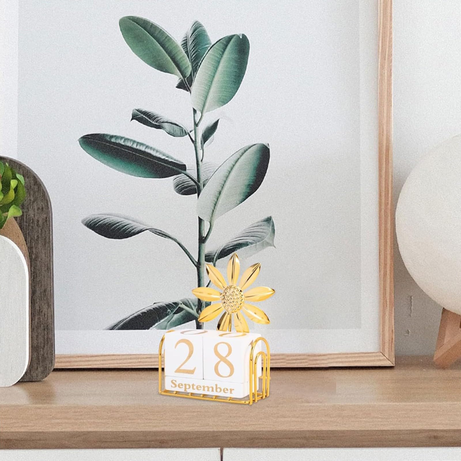 Calendari perpetui, Calendario creativo in legno, calendario da scrivania in ferro, decorazione da scrivania, ornamenti per il conto alla rovescia delle feste del calendario perpetuo(Size:4pcs)