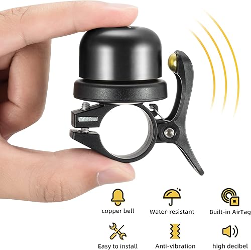 Miniatura 6 de ROCKBROS Timbre de bicicleta para Apple AirTag oculto para bicicleta, soporte para AirTag para bicicleta, rastreador GPS oculto en campana de