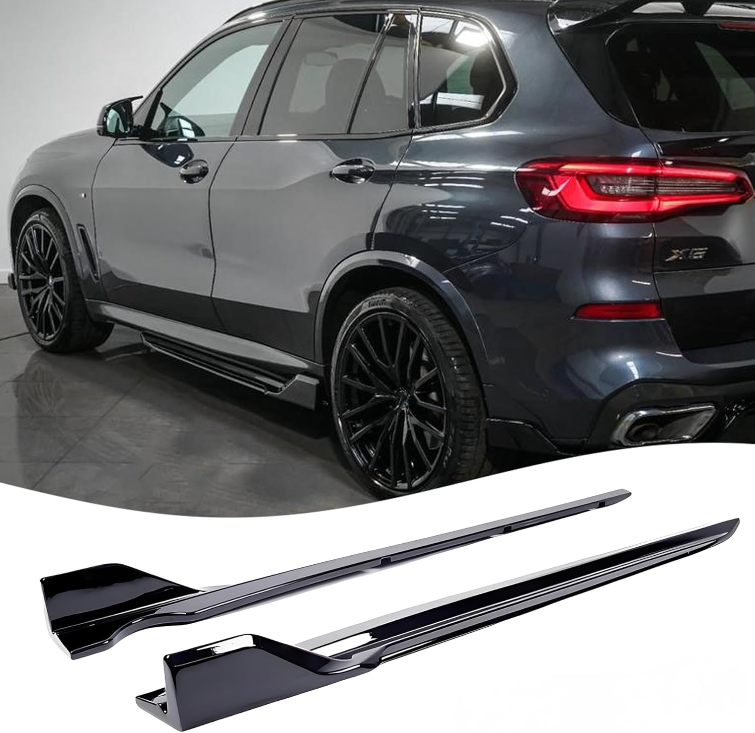 STSEV01 Side Skirts Rocker Extension Blades Panel Splitter Winglet Fit for BMW X5 G05 X5M F95 2019-2023 40i/ 45e/ 50i/ M50i Glossy Black Air Dam Chin Body Kit Underbody Lip Exterior Accessories