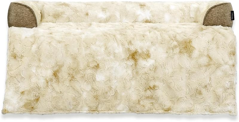 Tapete para Cama de Cães e Gatos para Sofá, Pelúcia Sintética, Base Antiderrapante e Capa Removível Impermeável blunique, Tie-Dye Khaki, 89,0 x 79,0 cm