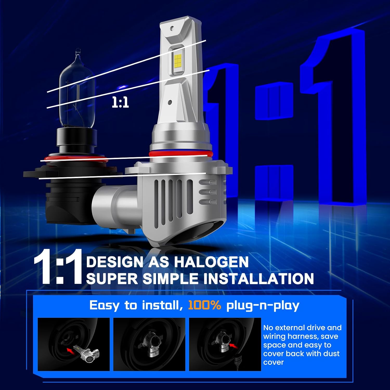 Compatible with GMC Sierra 1995 1996 1997 1998 1999 2000 2001 2002 2003 2004 2005 2006 Fog Lights Bulbs Combo, 9005 High Beam 9006 Low Beam, Plug-N-Play, 65000LM 900% Brighter, Pack of 4