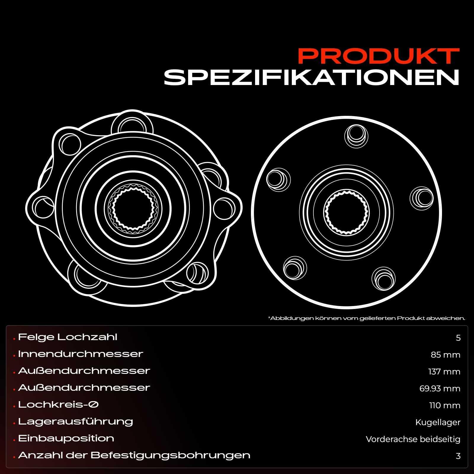 Frankberg 2 x piasta koła, oś przednia, kompatybilna z Astra H Zafira B Zafira/Zafira Family B Astra MK V (H) Zafira MK II 2004-2015 93178652