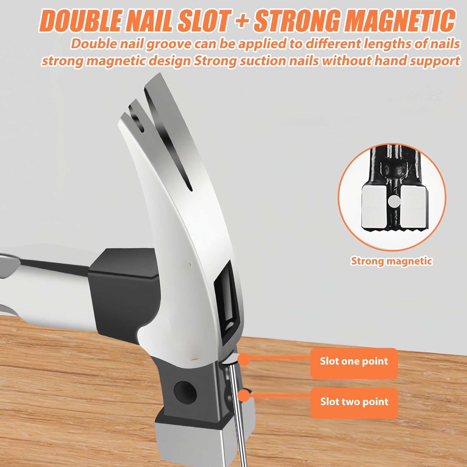 Martello con artiglio 720g, Martello per listelli con magnetico, Martello da carpentiere antiscivolo con manico allungato in acciaio inossidabile, Attrezzo martello falegname-metallo