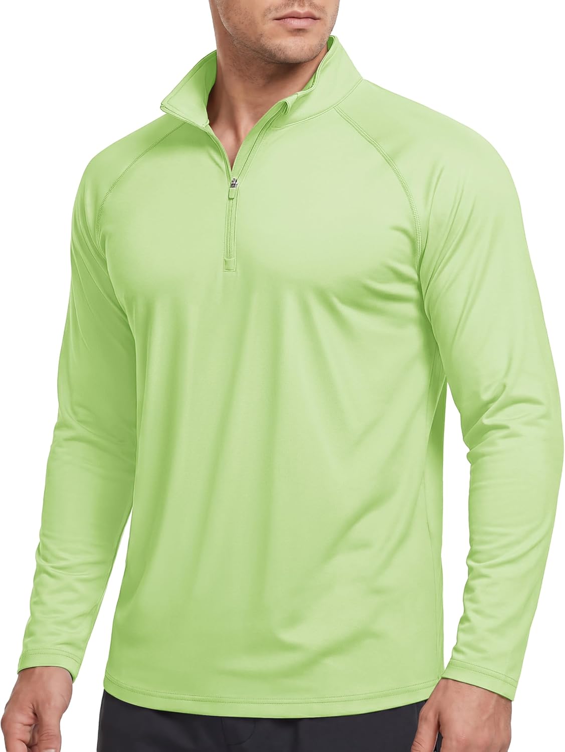 CRYSULLY Quarter Zip Men Pullover Long Sleeve Shirts Quick Dry Rash Guard
