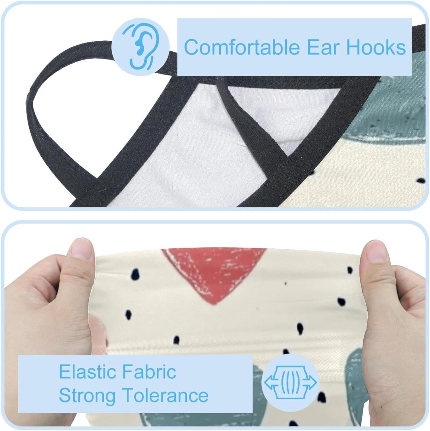 4 Pack Hearts Neck Gaiter Face Scarf Cover Sun Protection Balaclava Cloth Bandanas with Ear Loops