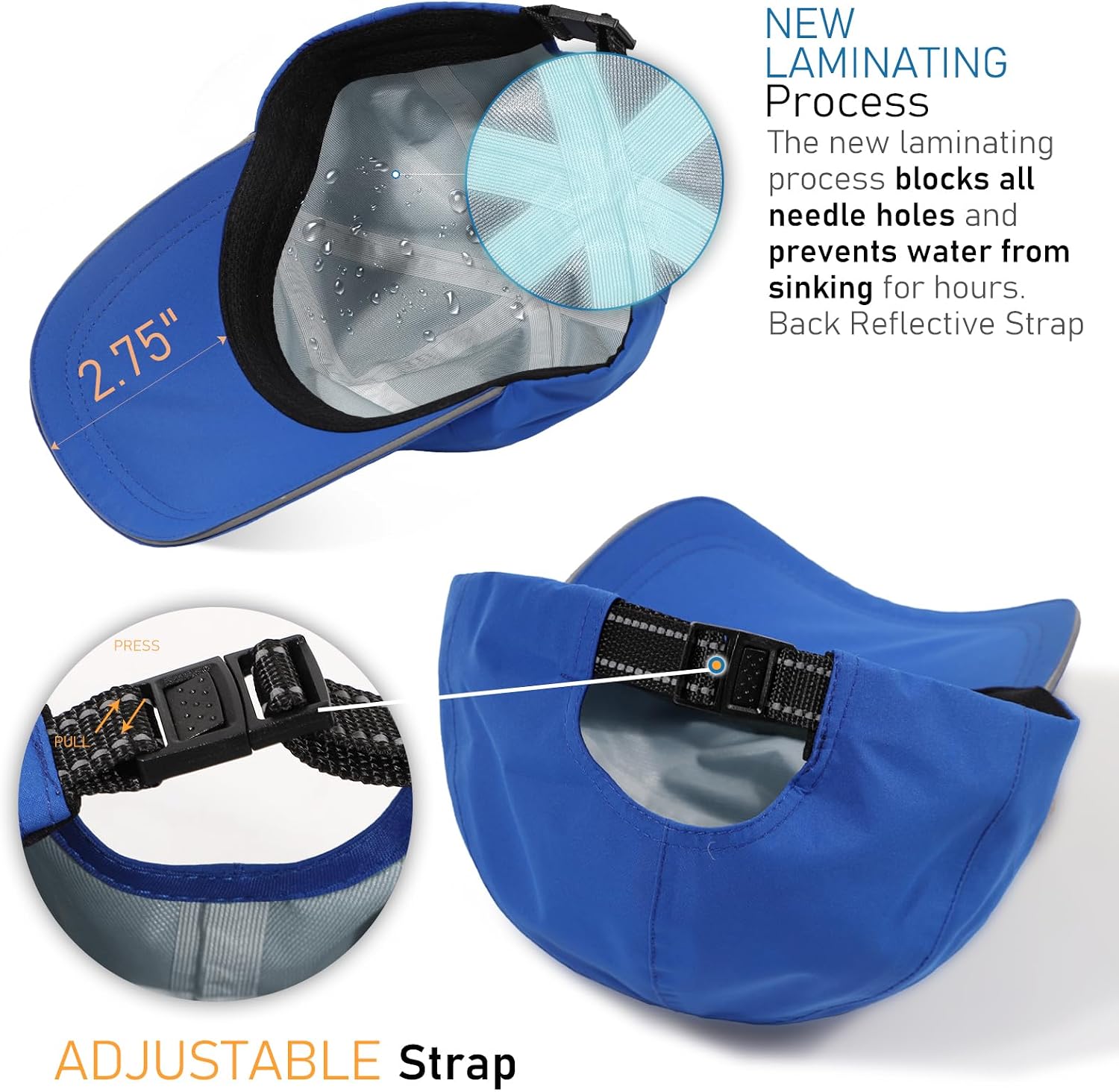 Waterproof Baseball Cap for Men Women UPF 50+ Quick-Dry Running Golf Hat image 4