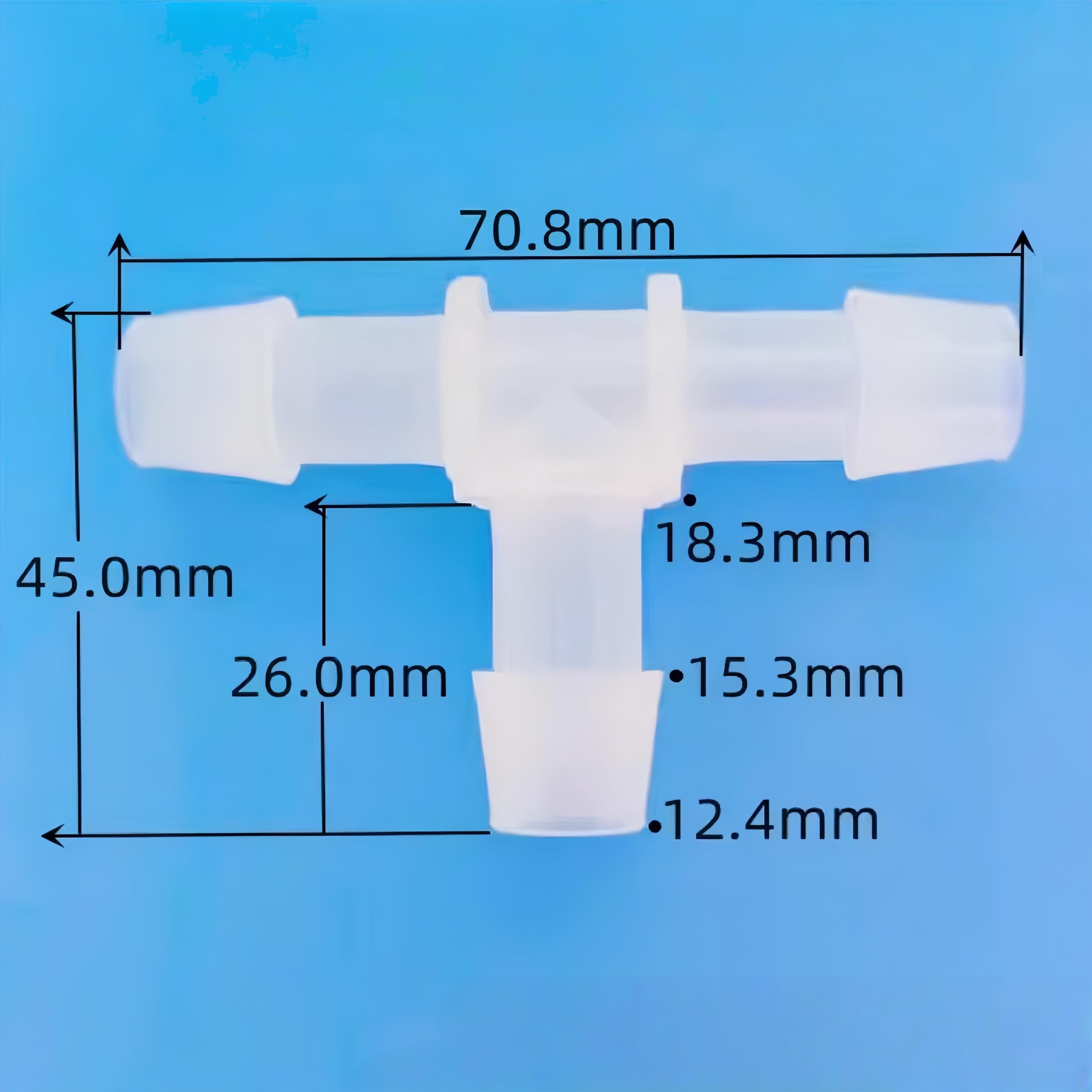 Equal - Manguera de púas en forma T 3 vías, paquete 25 for acuario, maquinaria alimentos laboratorio(12.7mm 1/2inch Cir)