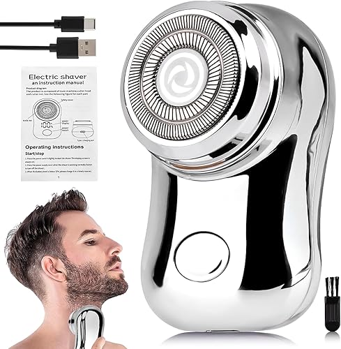 Miniatura 7 de Mini afeitadora eléctrica de viaje, portátil, tamaño de bolsillo, recargable, maquinilla de afeitar ligera con pantalla de alimentación de batería,