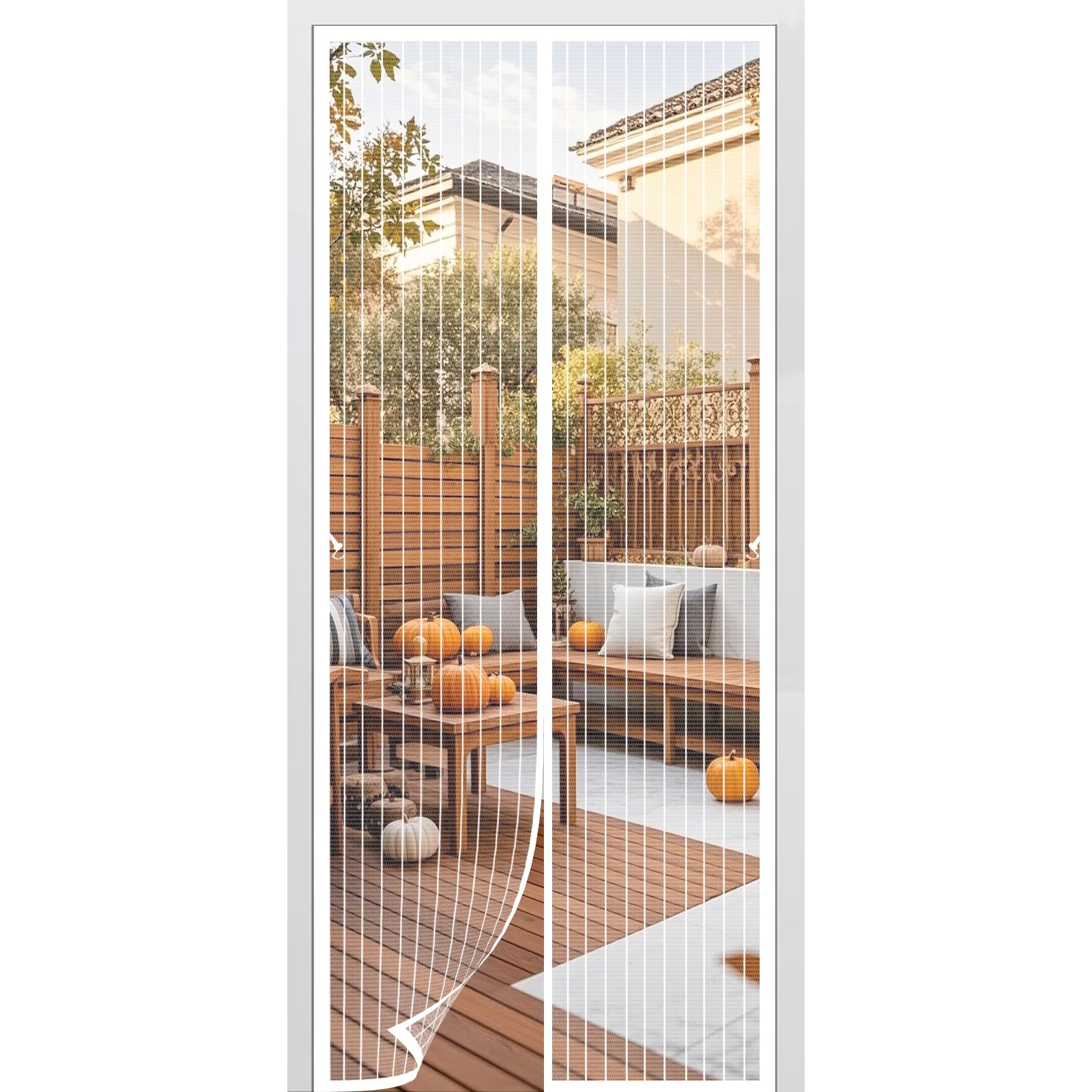 Moustiquaire porte 117 x 300 cm blanc à mailles ultrarésistantes et fermeture aimantée