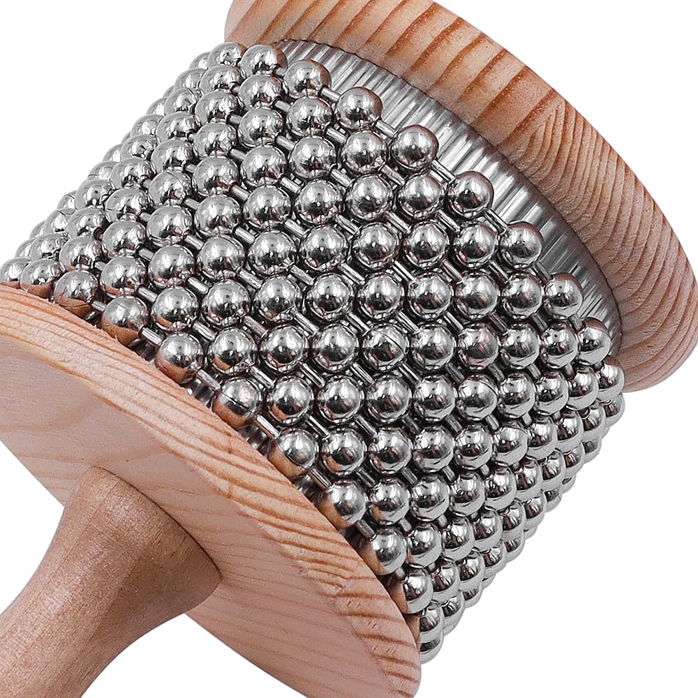 Instrument de musique à percussion Cabasa en bois de haute qualité avec chaîne de perles en métal