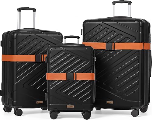 SONGMICS Lot de 3 Valises, Extensibles, 4 roulettes Doubl…