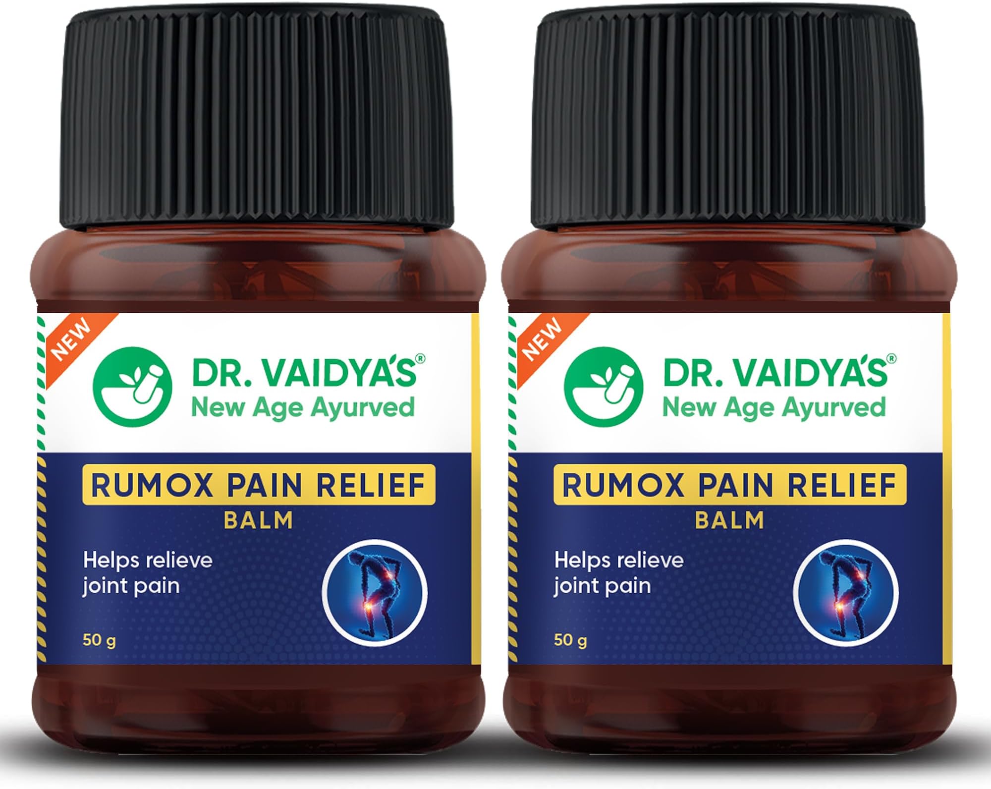 Dr. Vaidya's Rumox Pain Relief Balm | For Head Ache, Body Pain, Joint & Muscle Pain Relief | (50g Each) Pack of 2