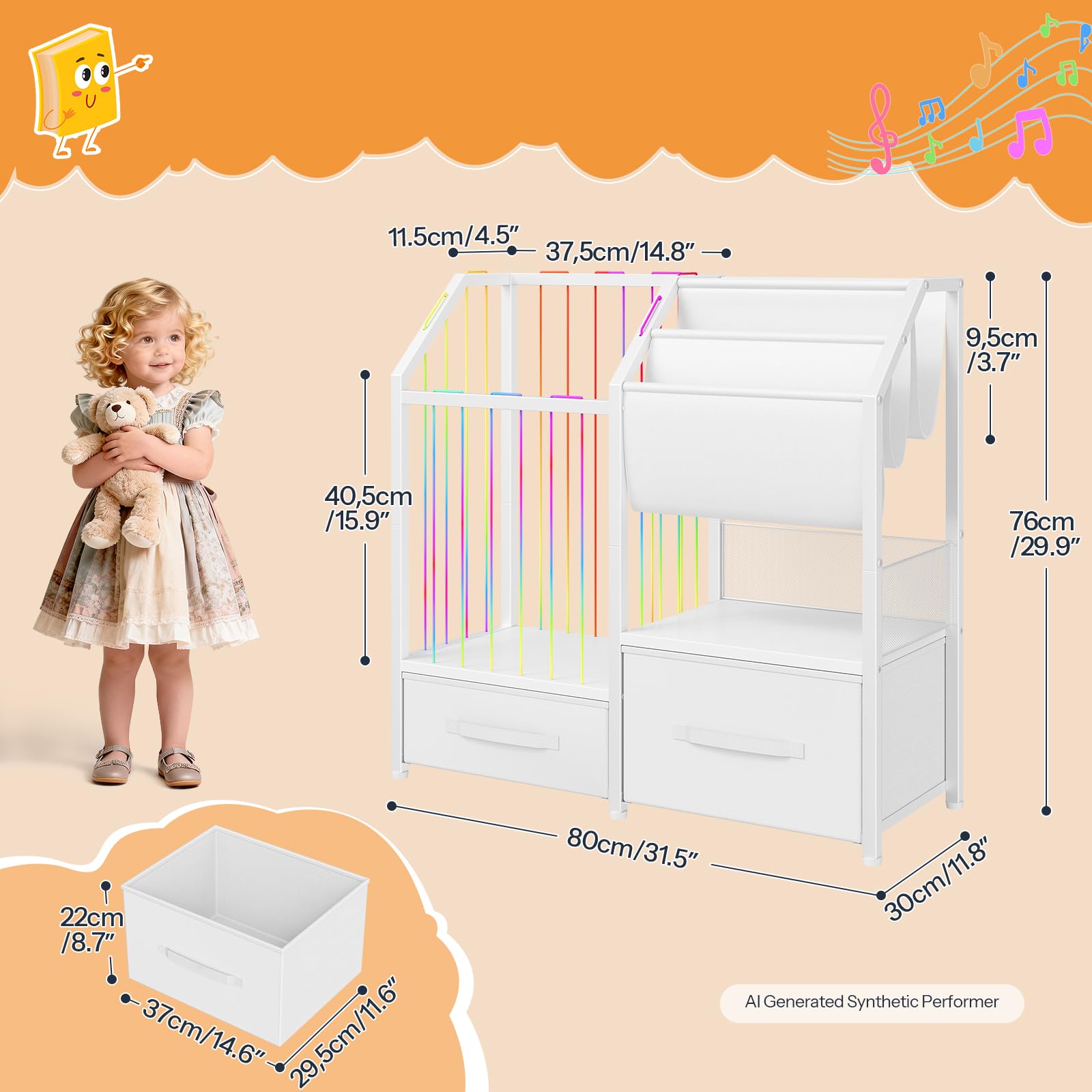 HOOBRO Scaffale per Giocattoli e Libri per Bambini