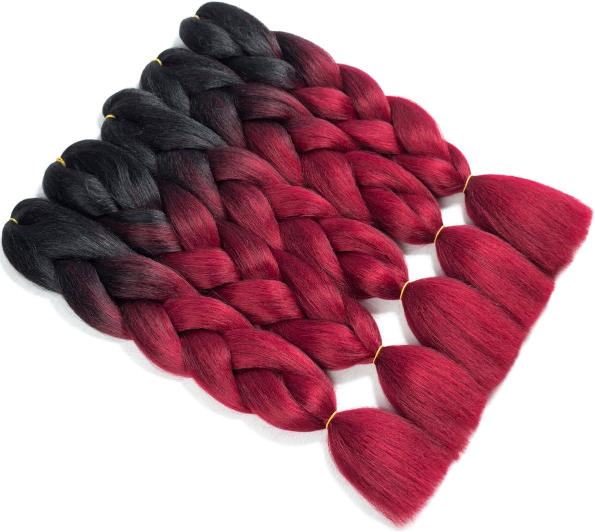 Ombre Braiding Hair 5pcs Jumbo Braids Hair Extensions Synthetic Fiber Hair 2 Tone Jumbo Braiding Hair T1B/Burgundy