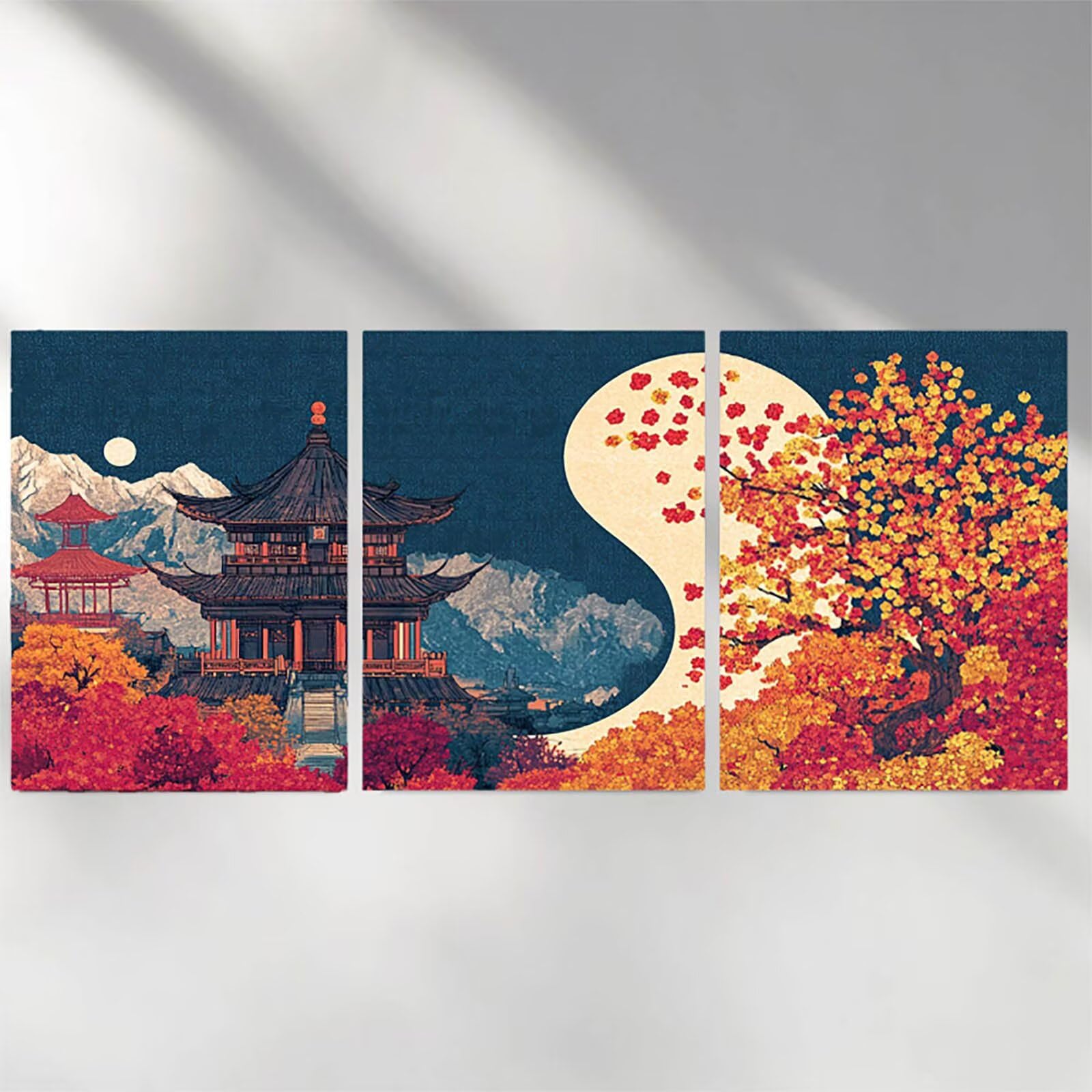 Diamond Painting 3 Teilig Baum Diamond Art Pavillon Eckige Kristall Kunst Erwachsene Mosaik Bastelset Diamanten Kreatives für Wohnaccessoires 60x90cm a-1311