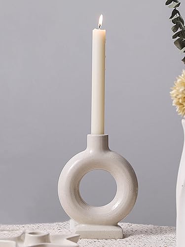 Candelabro de cerámica con forma de anillo Candelabro de estilo nórdico decorativo para centro de mesa de boda, sala de estar