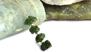 Natural Raw Chrome Diopside Pendant in 925 Sterling Silver, Rough Gemstone Necklace, Uncut Pendant, Stone Pendant, Handmade Necklace, Birthstone, Gift For Her